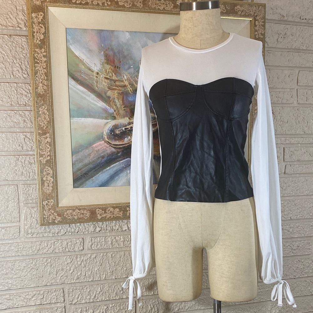 Zara Faux Leather Bustier Style Top